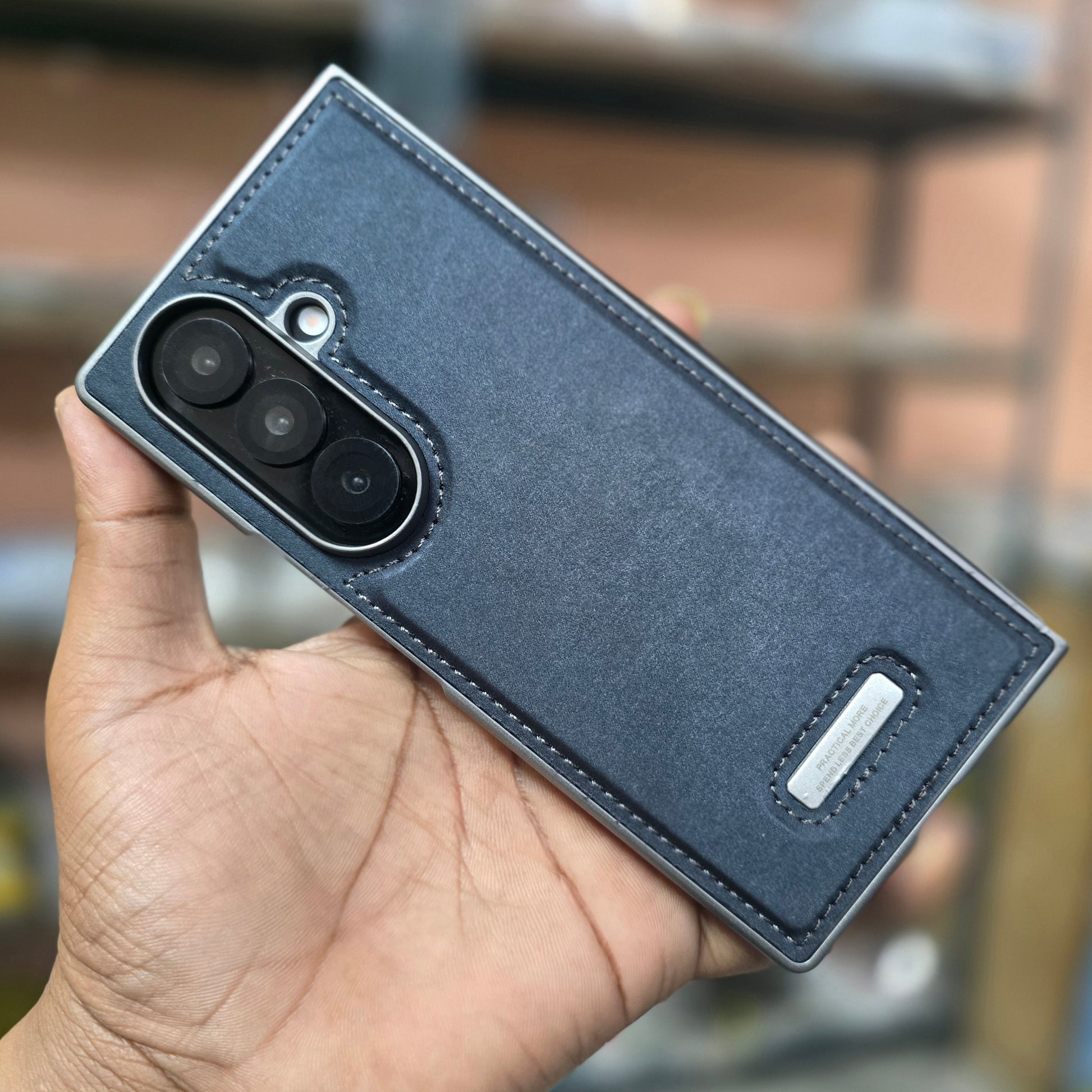 Samsung Galaxy Z Fold7 Classic Suede Leather Inner Fabric Cover with Magsafe - Blue