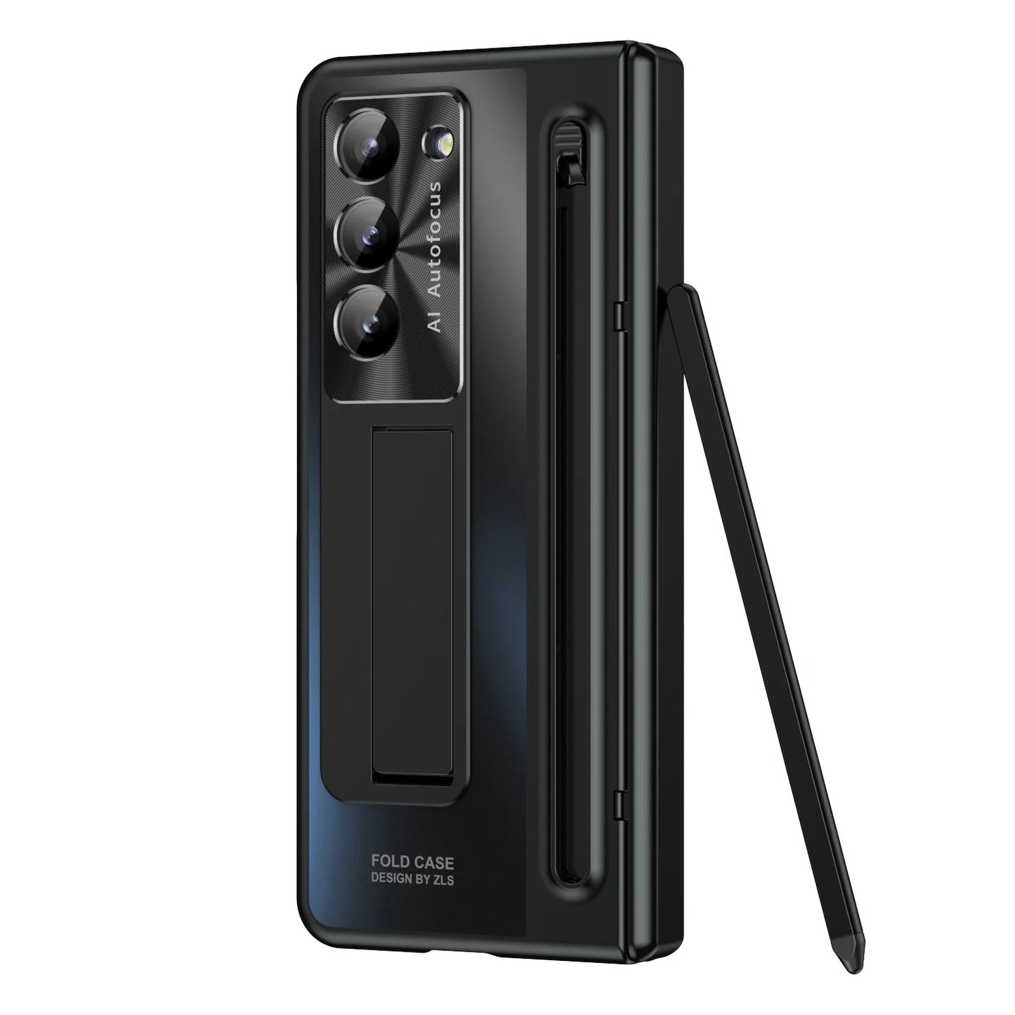 Samsung Galaxy Z Fold6 Electroplating Case with S Pen & Kickstand - Black