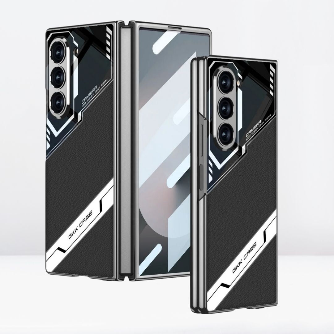 Samsung Galaxy Z Fold 6 G.K.K Electroplated Shockproof Case Sports Car Design with in-Built Front Glass - Black / Titanium