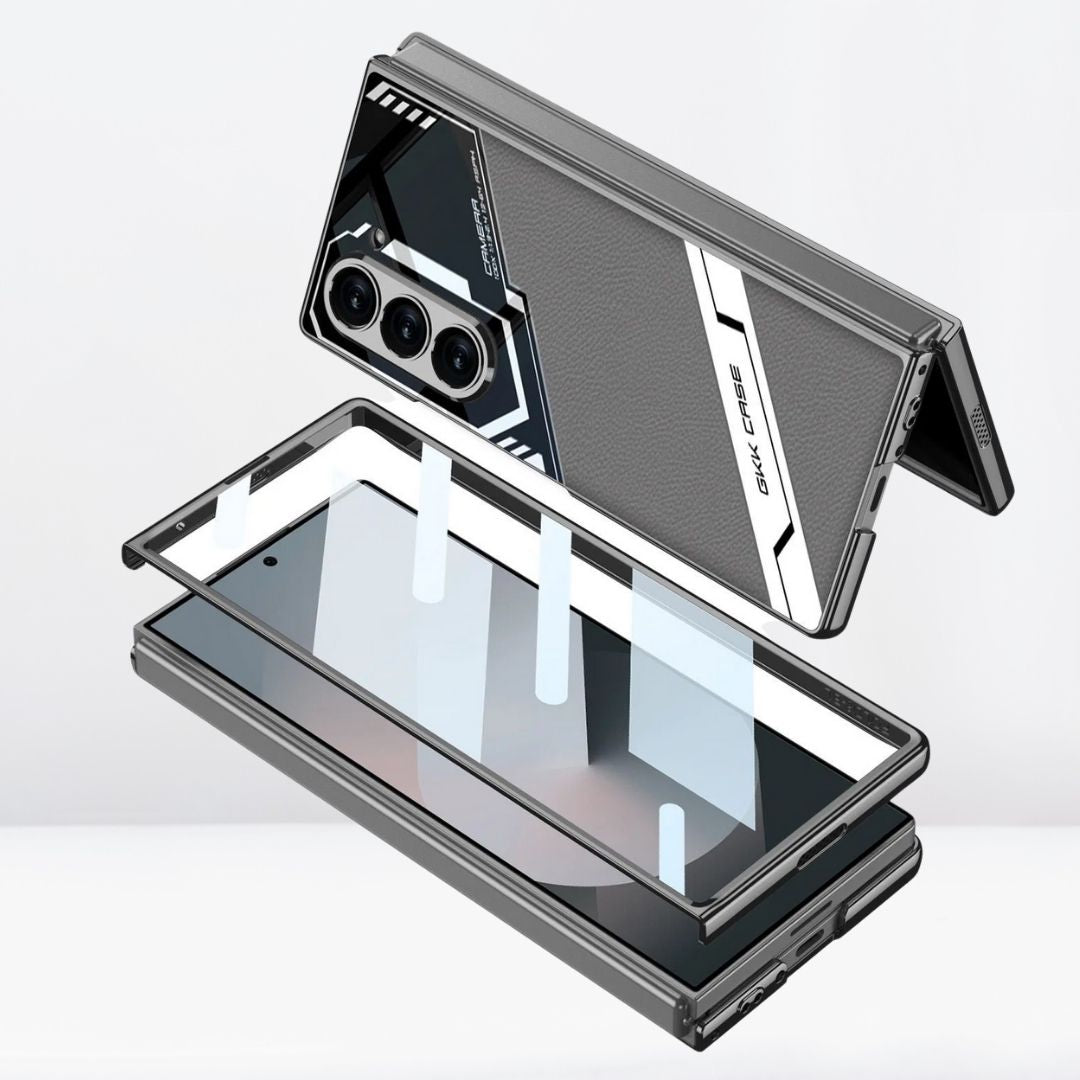 Samsung Galaxy Z Fold6 GKK Electroplated Shockproof Case Sports Car Design with Glass - Grey