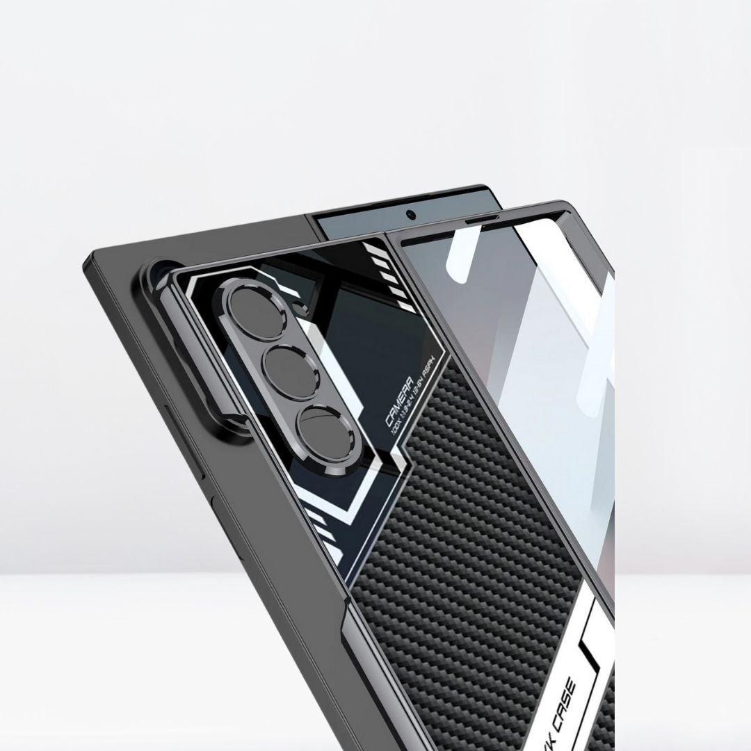 Samsung Galaxy Z Fold 6 G.K.K Electroplated Shockproof Case Sports Car Design with in-Built Front Glass - Black / Titanium
