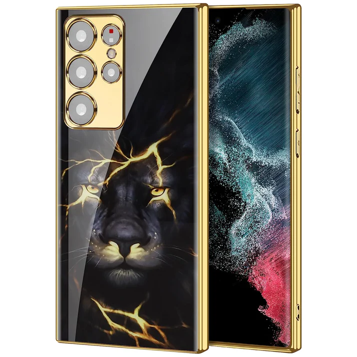 Samsung Galaxy S23 Ultra Lion Print Original Glass Case with Camera Protection