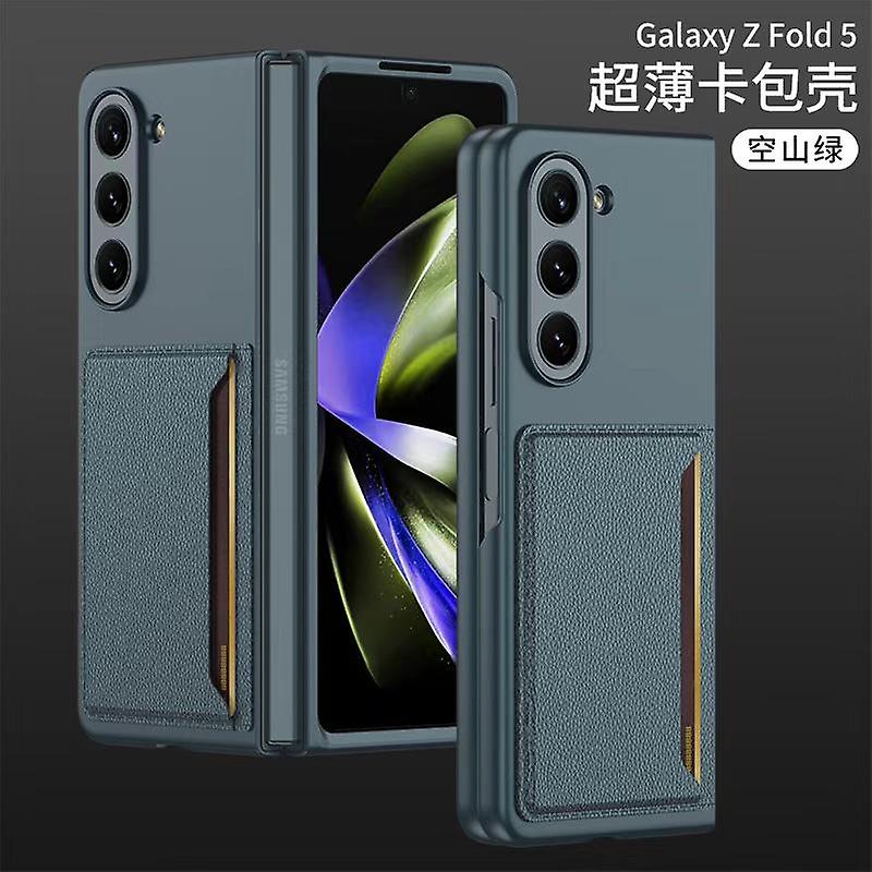 Samsung Galaxy Z Fold 5  PU Leather Card Holder Case-Green