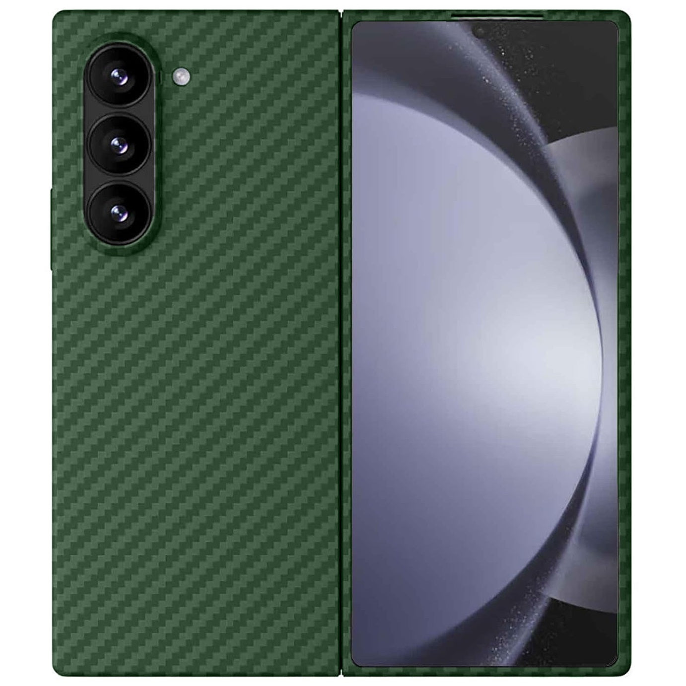 Samsung Galaxy Z Fold6 Carbon Fiber Case, 0.6mm Super Slim Carbon Texture Carbon Fiber - Green