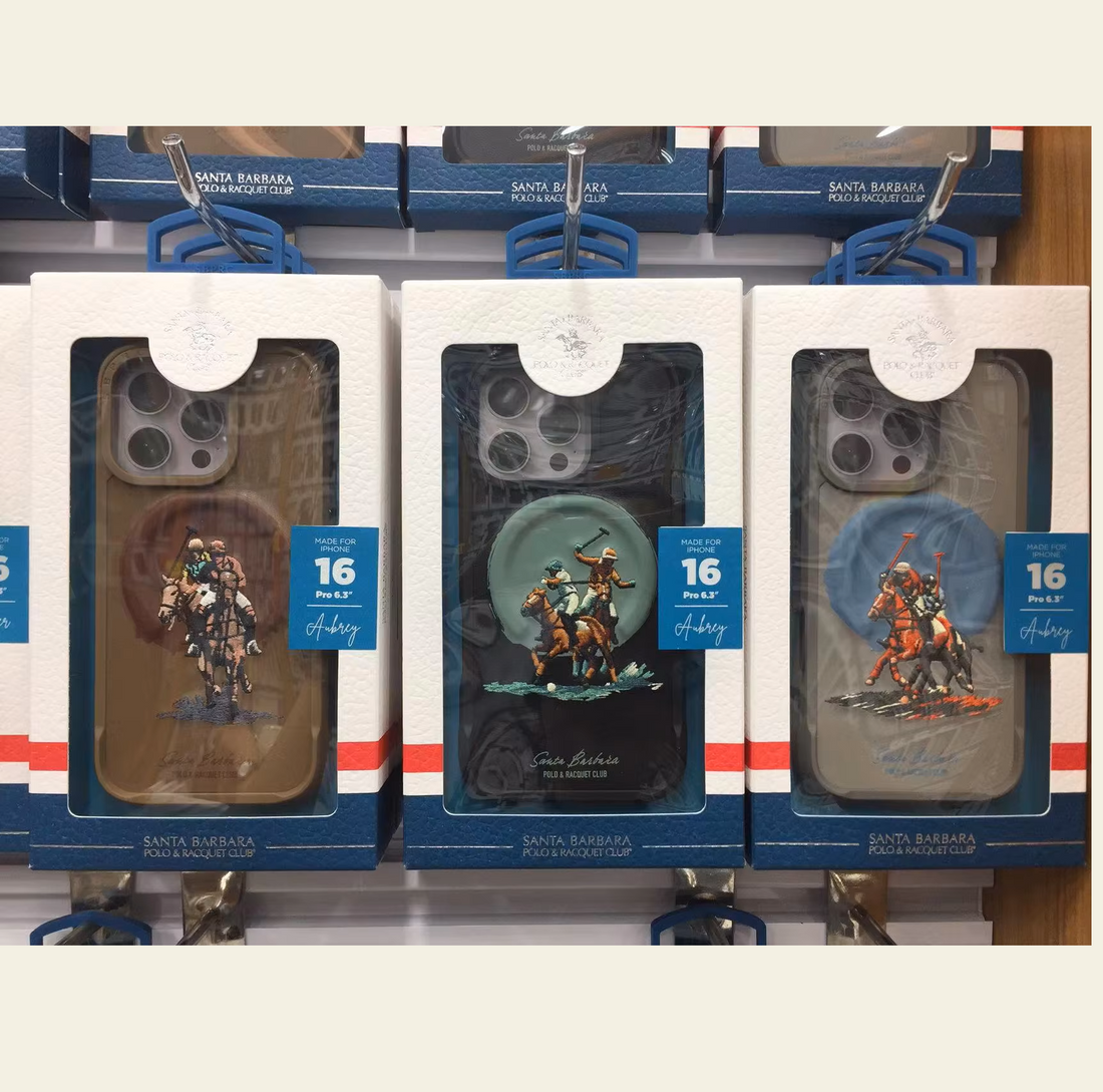 iPhone 16 Pro Max Original Santa Barbara Polo Racquet Club Aubrey Series Leather Magsafe Case - Grey