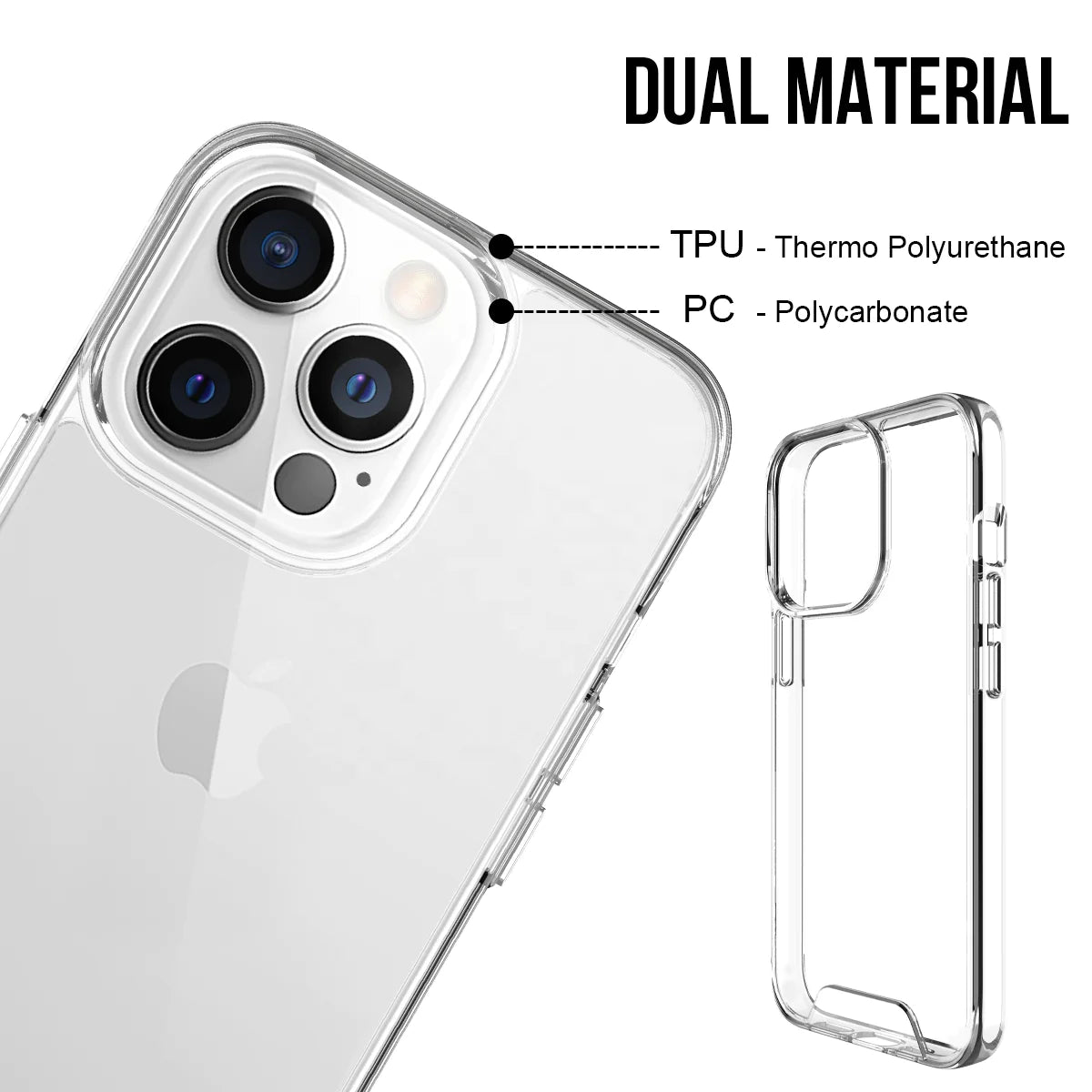 iPhone 13 Pro Max Transparent Case with Bump Camera Protection - Transparent