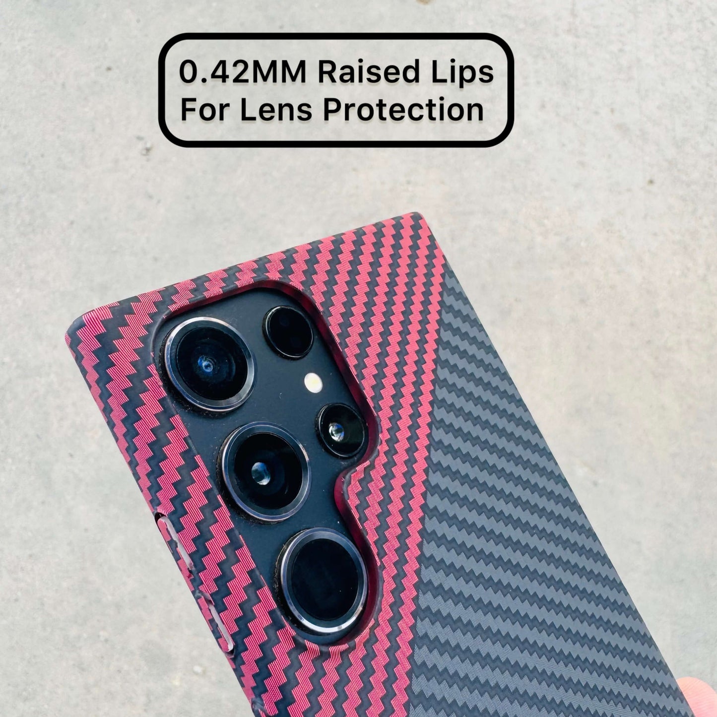 Samsung Galaxy S24 Ultra Samsung Galaxy S24 Ultra Sturdy Dual Color Carban Aramid Fiber Super Light at 0.6mm Thin Case - Black Red