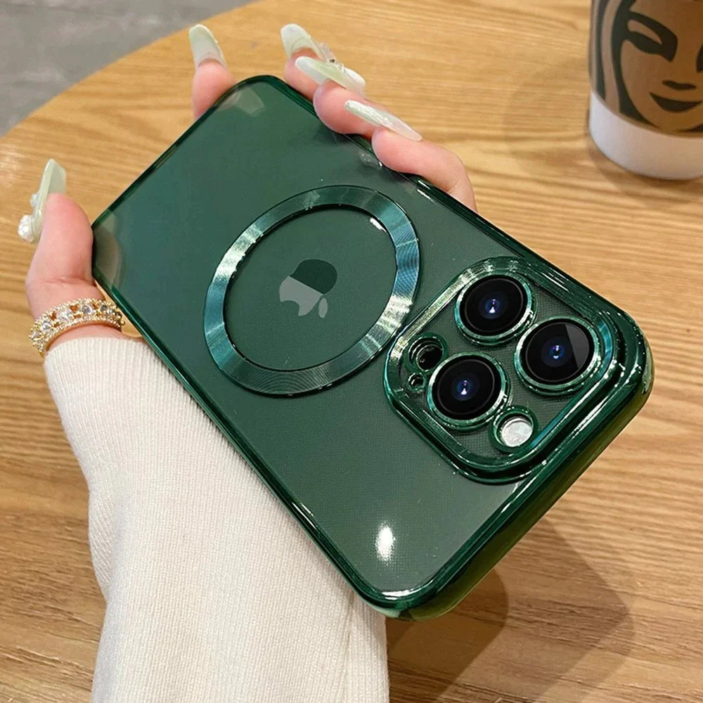 iPhone 14 Transparent Electroplating MagSafe Case with Camera Protection