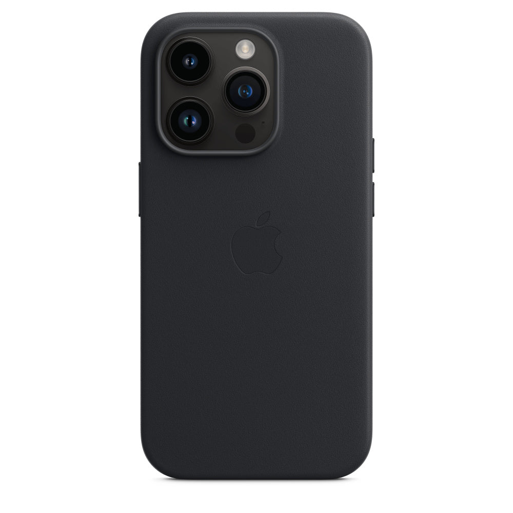 iPhone 14 Pro Max Leather Case (Not Magsafe) with Logo - Midnight Black
