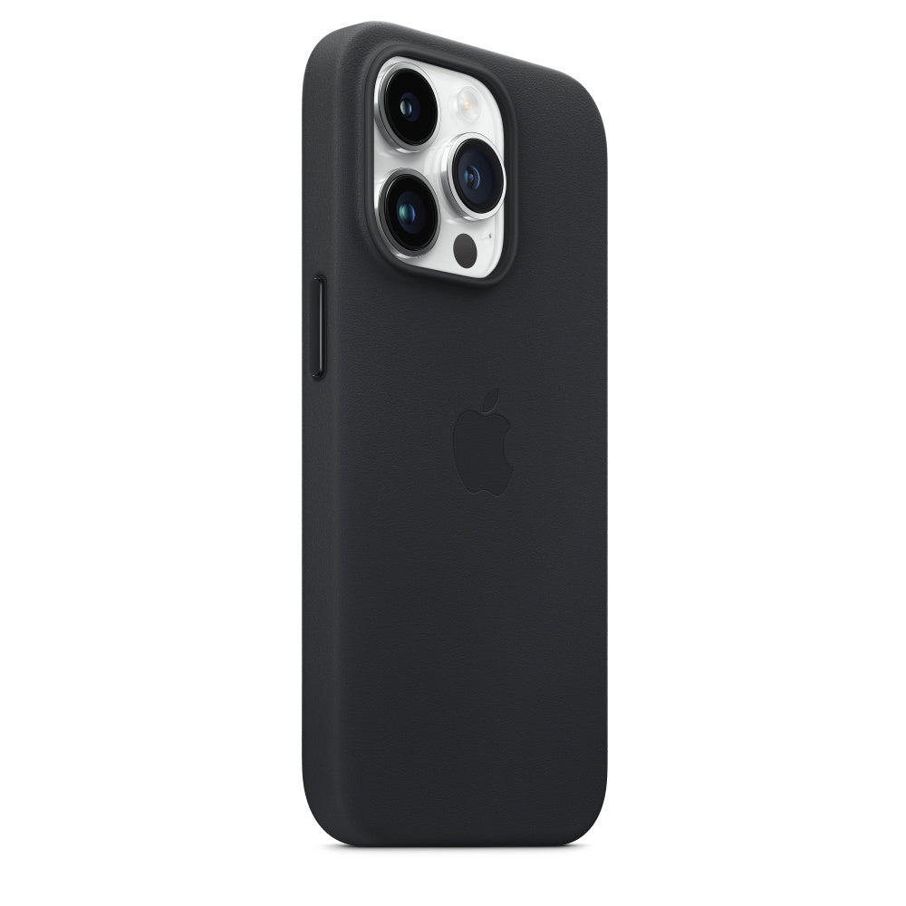 iPhone 14 Pro Max Leather Case (Not Magsafe) with Logo - Midnight Black