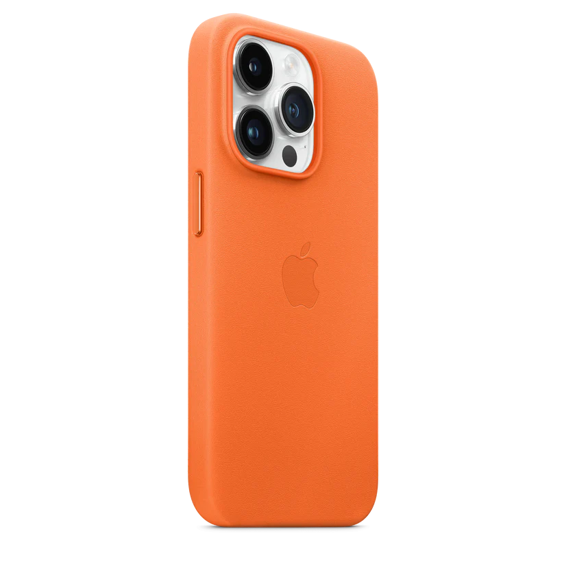 iPhone 14 Pro Max Leather Case (Not Magsafe) with Logo - Orange