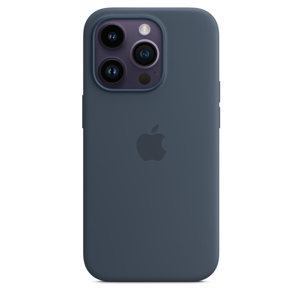 iPhone 14 Original Liquid Silicon Case With Magsafe IC Working (Animation) - Strom Blue
