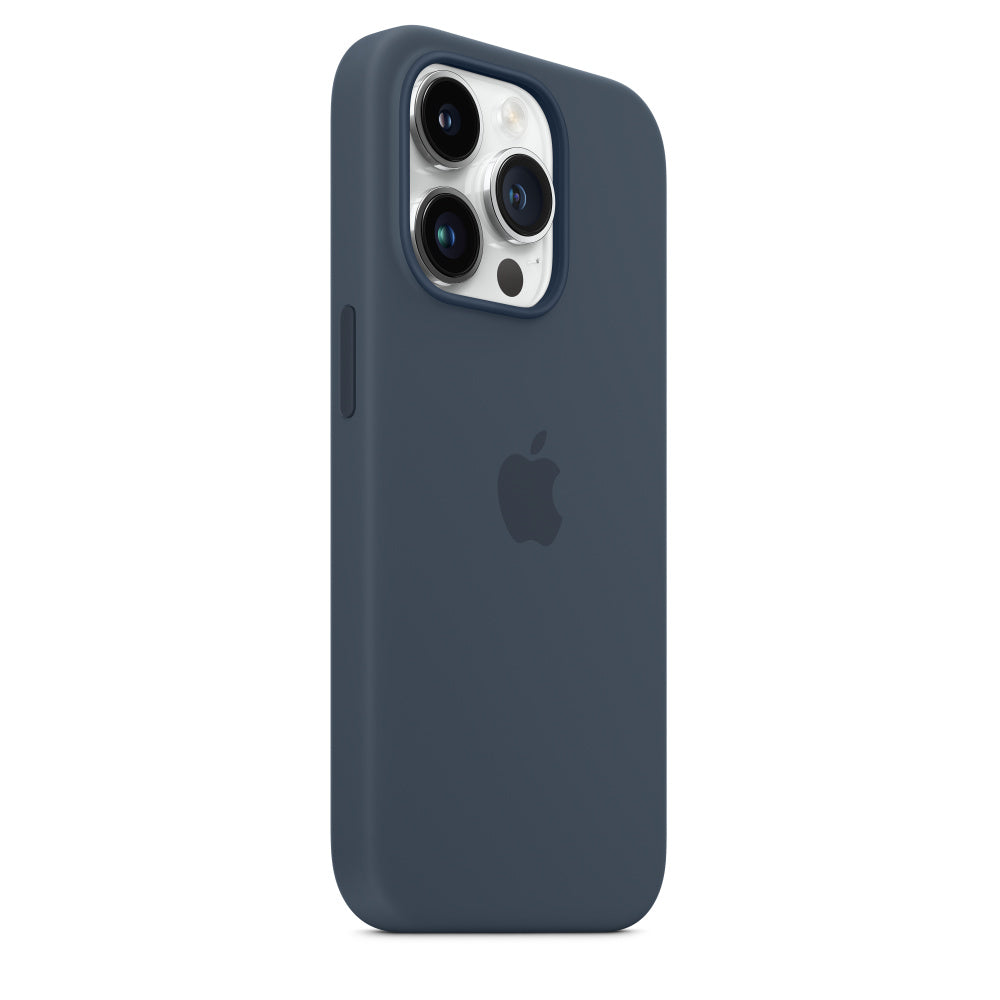 iPhone 14 Original Liquid Silicon Case With Magsafe IC Working (Animation) - Strom Blue