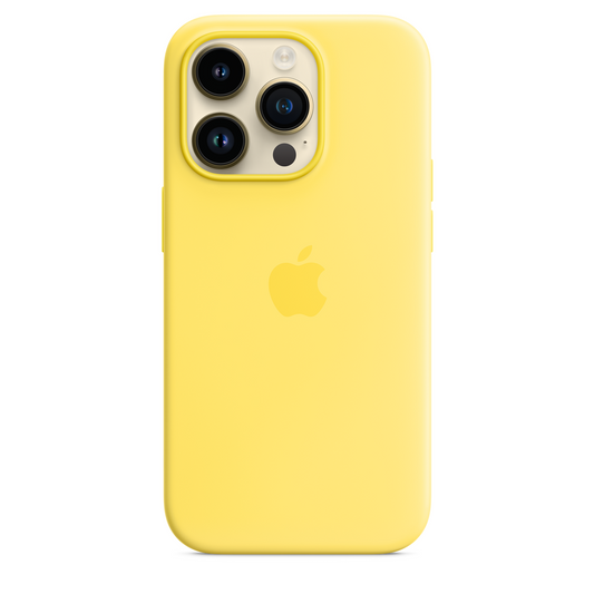 iPhone 14 Pro Original Liquid Silicon Case With Magsafe IC Working (Animation) - Yellow