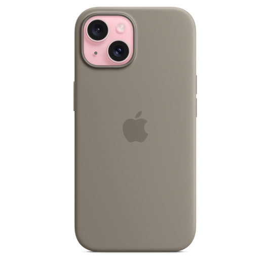 iPhone 15 Original Silicone Case With IC Working- Grey