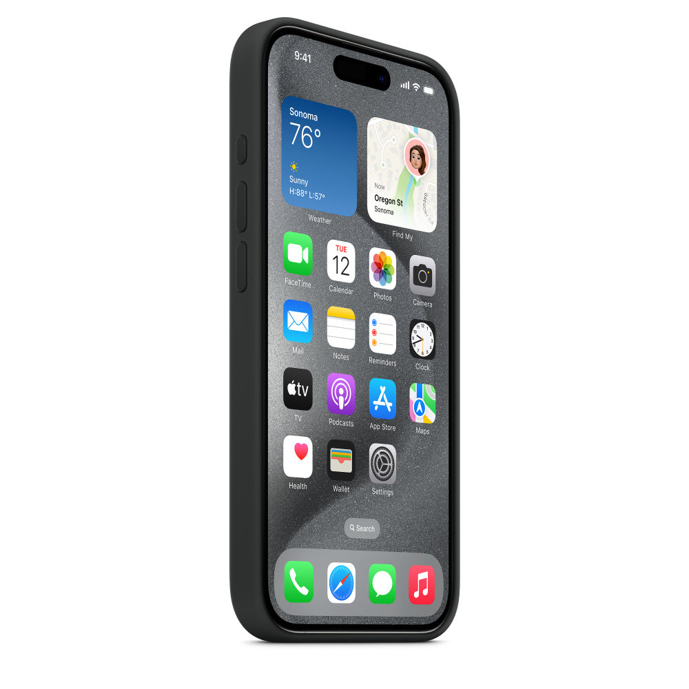 iPhone 15 Pro Max Original Silicone Case With IC Working - Black