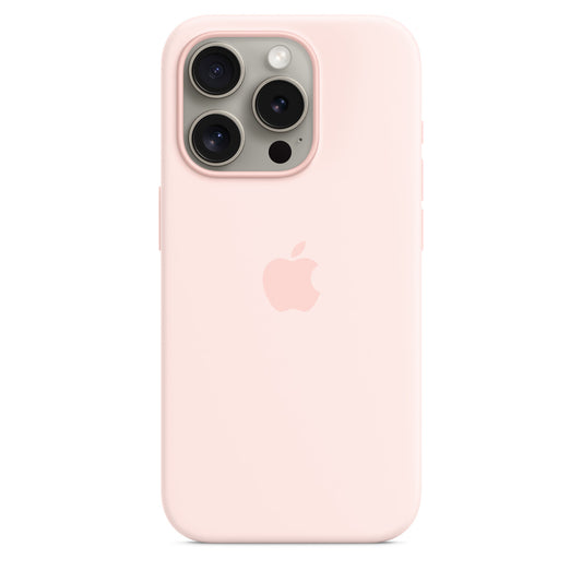 iPhone 15 Pro Max Original Silicone Case With Magsafe (IC Animation Working) - Light Pink