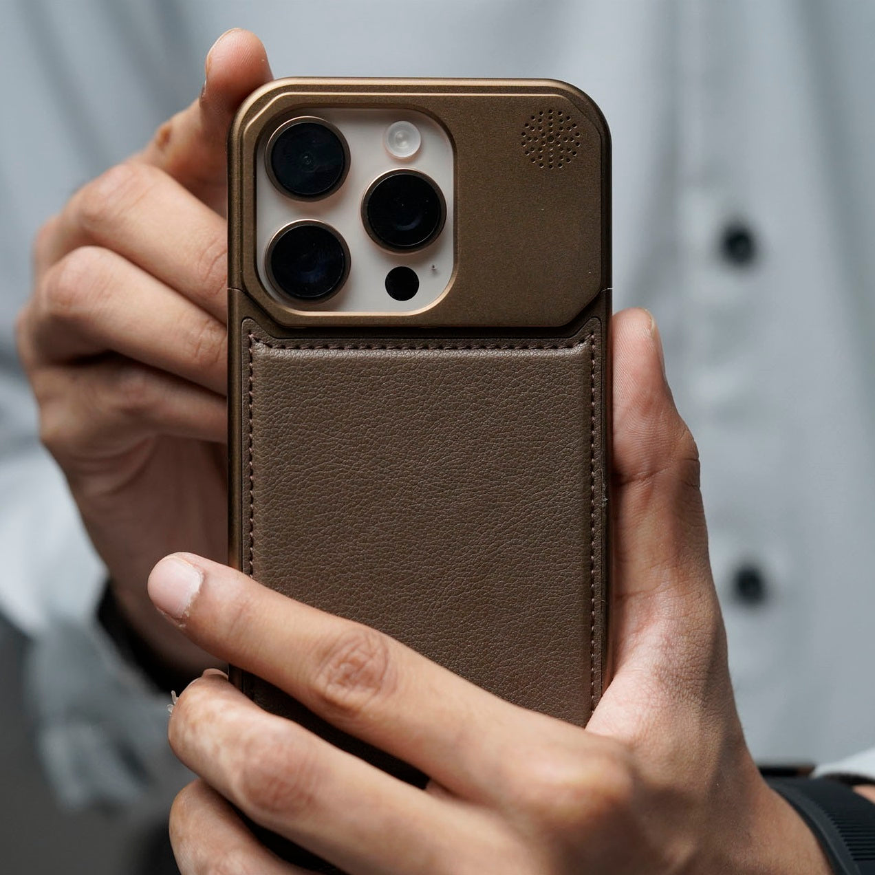 iPhone 15 Pro Max Super Slim AeroFLex Metal Frame Less Vegan Leather C