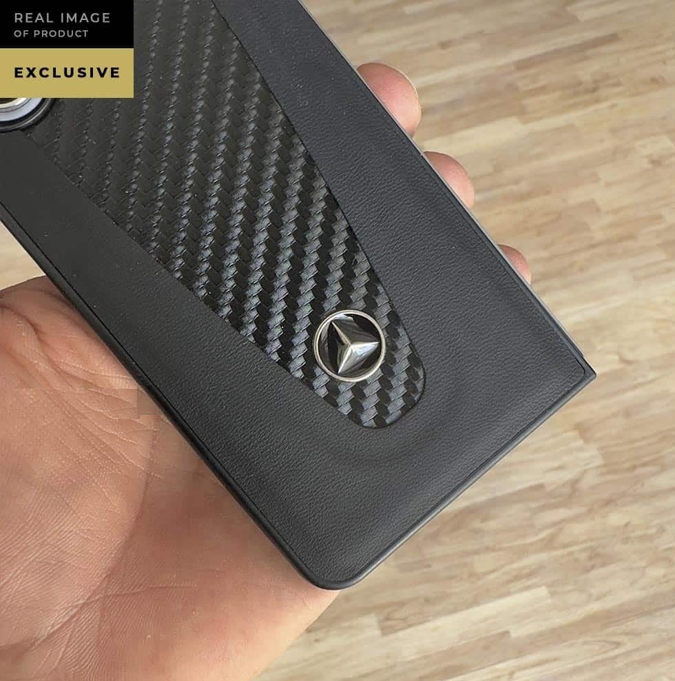 Samsung Galaxy Z Fold6 Leather Case, Mercedes Logo Case Sport Car Design - Black
