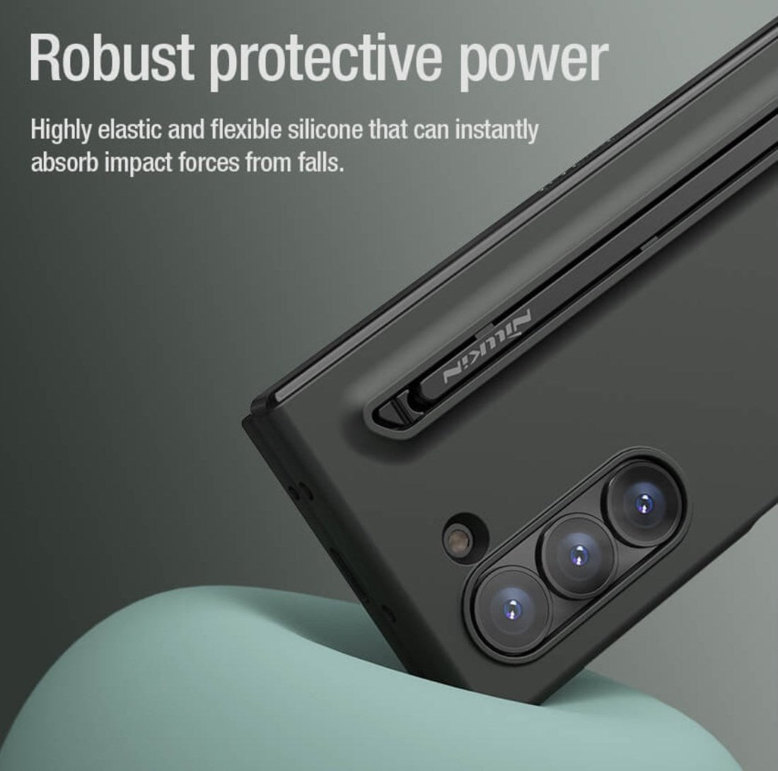 Samsung Galaxy Z Fold6 Nillkin S-Pen Case, Liquid Silicon Skin Feel Flex Pure With S-Pen Case - Black