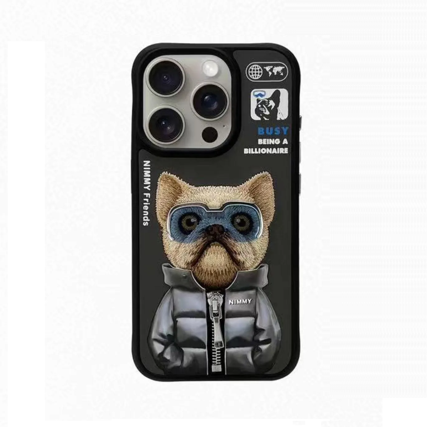 iPhone 14 Pro Nimmy Jacket Cool & Cute Embroidery Case Cover Swag Dog