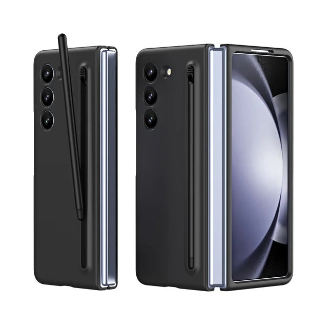 Samsung Galaxy Z Fold 6 Silky Liquid PC Matte S-Pen Case (With Front Glass) - Black
