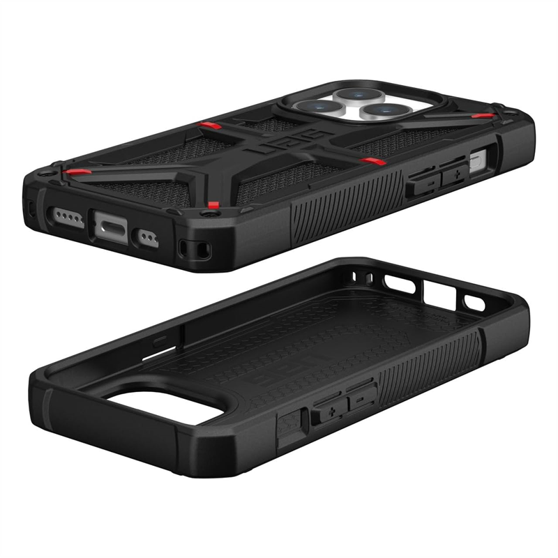 iPhone 16 Pro Max UAG Monarch Kevlar Pattern with 5 Red Dot - Black