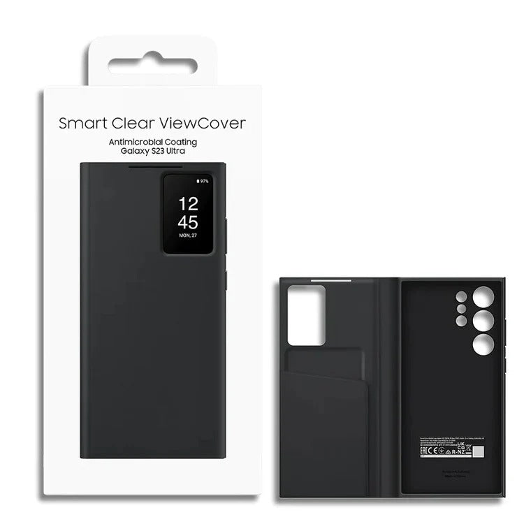 Samsung Galaxy S23 Ultra S-View Window Flip Wallet Case with Tap Control - Black