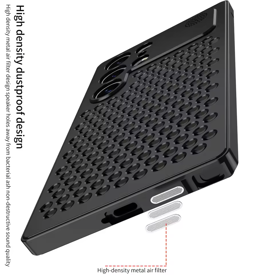 Samsung Galaxy S25 Ultra Metal Case, Aluminum Alloy Anti-Fall Heat Dissipation Case with Safety Lock - Black