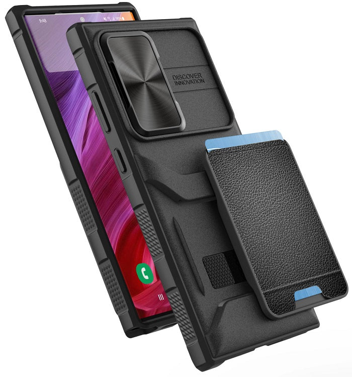 Samsung Galaxy S23 Ultra Armor Wallet Case With Card Holder And Camera Protection Case