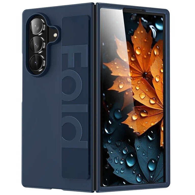 Samsung Galaxy Z Fold7 Band Case, Hard PC Matte Texture With Silicon Strap Back Cover - Blue