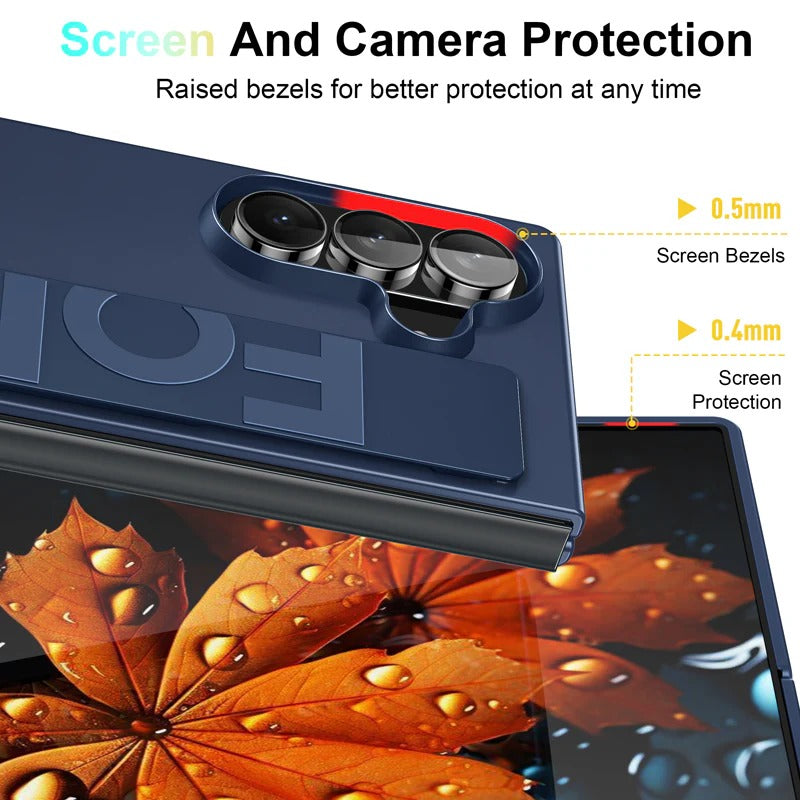 Samsung Galaxy Z Fold7 Band Case, Hard PC Matte Texture With Silicon Strap Back Cover - Black