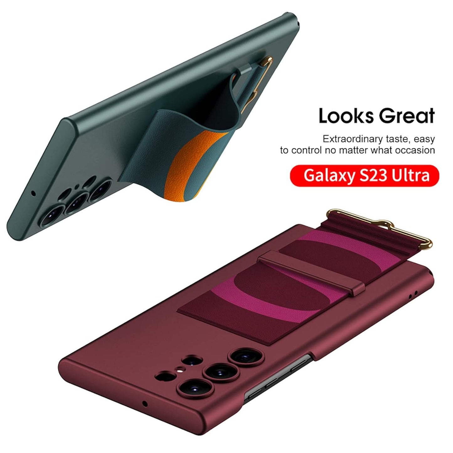 Samsung Galaxy S23 Ultra Slim Hard PC with Wrist Strap Wristband Holder Cover
