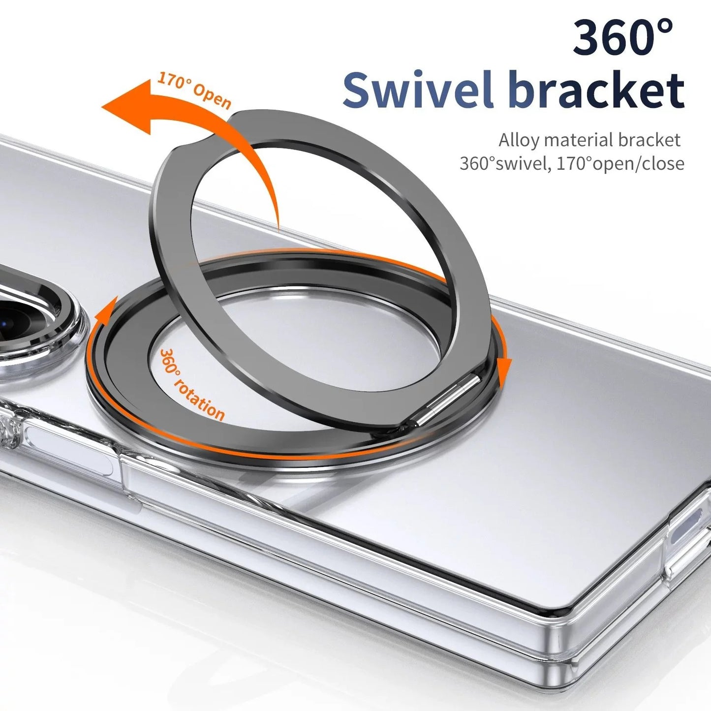 Samsung Galaxy Z Fold7 Anti Yellow 360° Rotating Ring Stand Magnetic Case with Magsafe - Grey