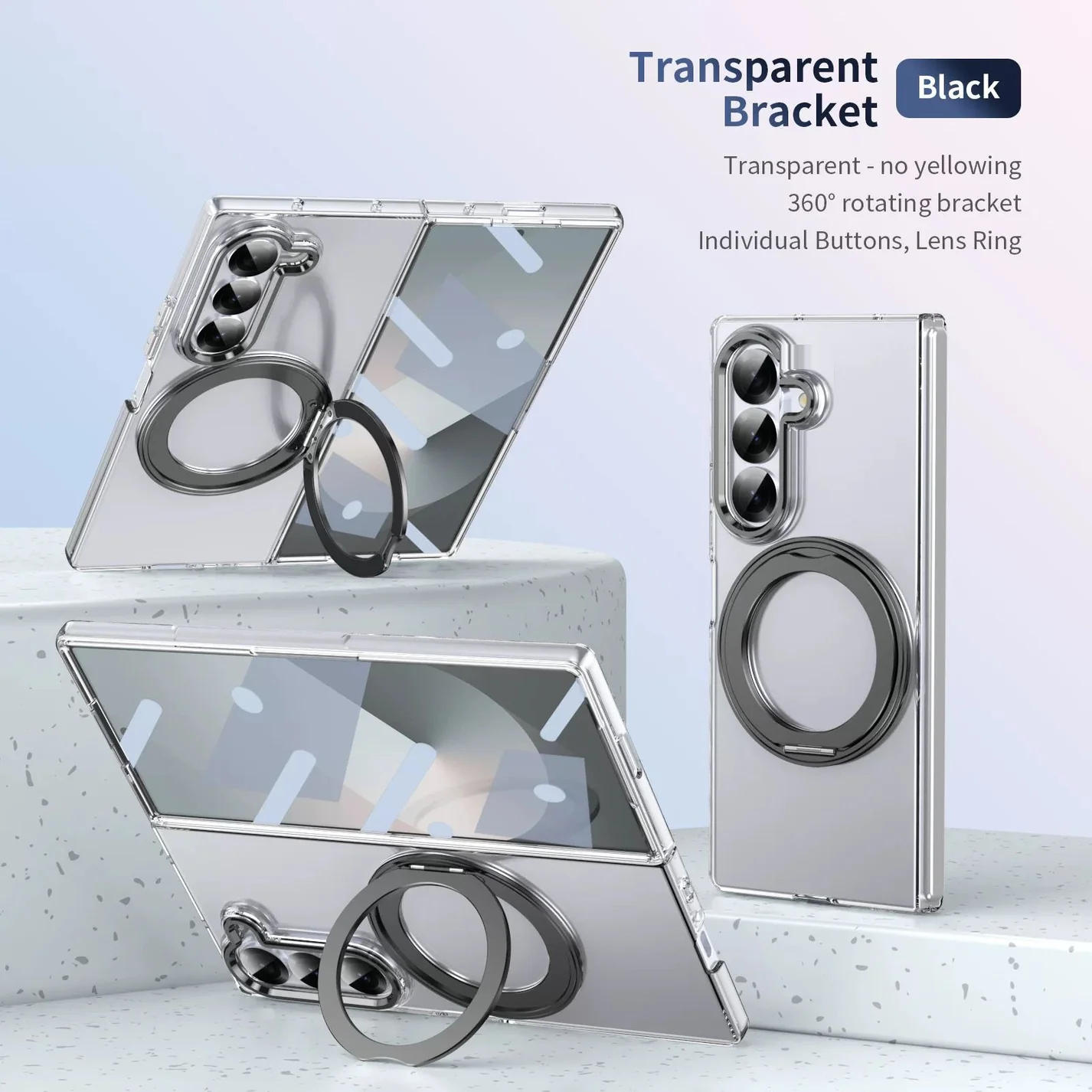 Samsung Galaxy Z Fold7 Anti Yellow 360° Rotating Ring Stand Magnetic Case with Magsafe - Grey