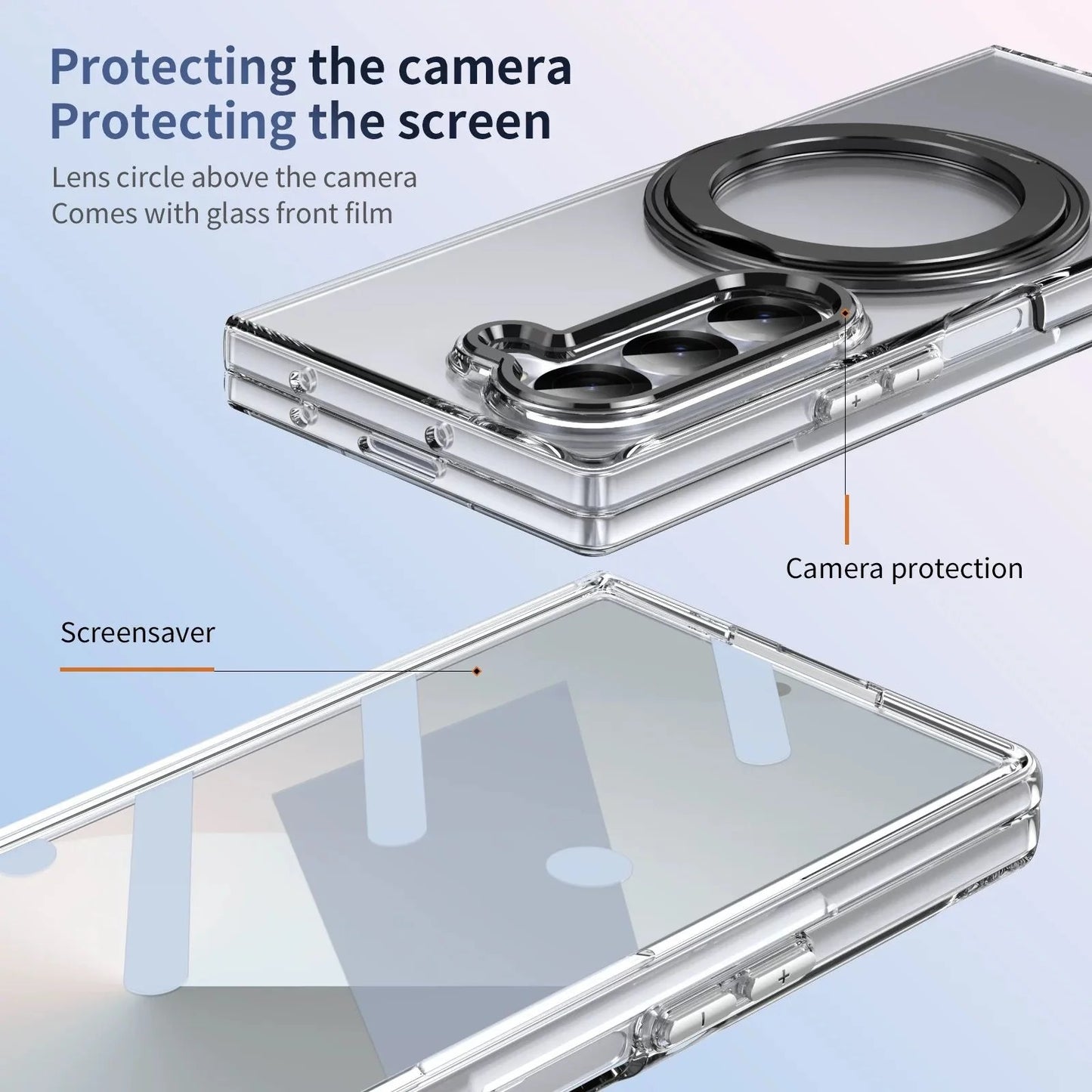 Samsung Galaxy Z Fold7 Anti Yellow 360° Rotating Ring Stand Magnetic Case with Magsafe - Grey
