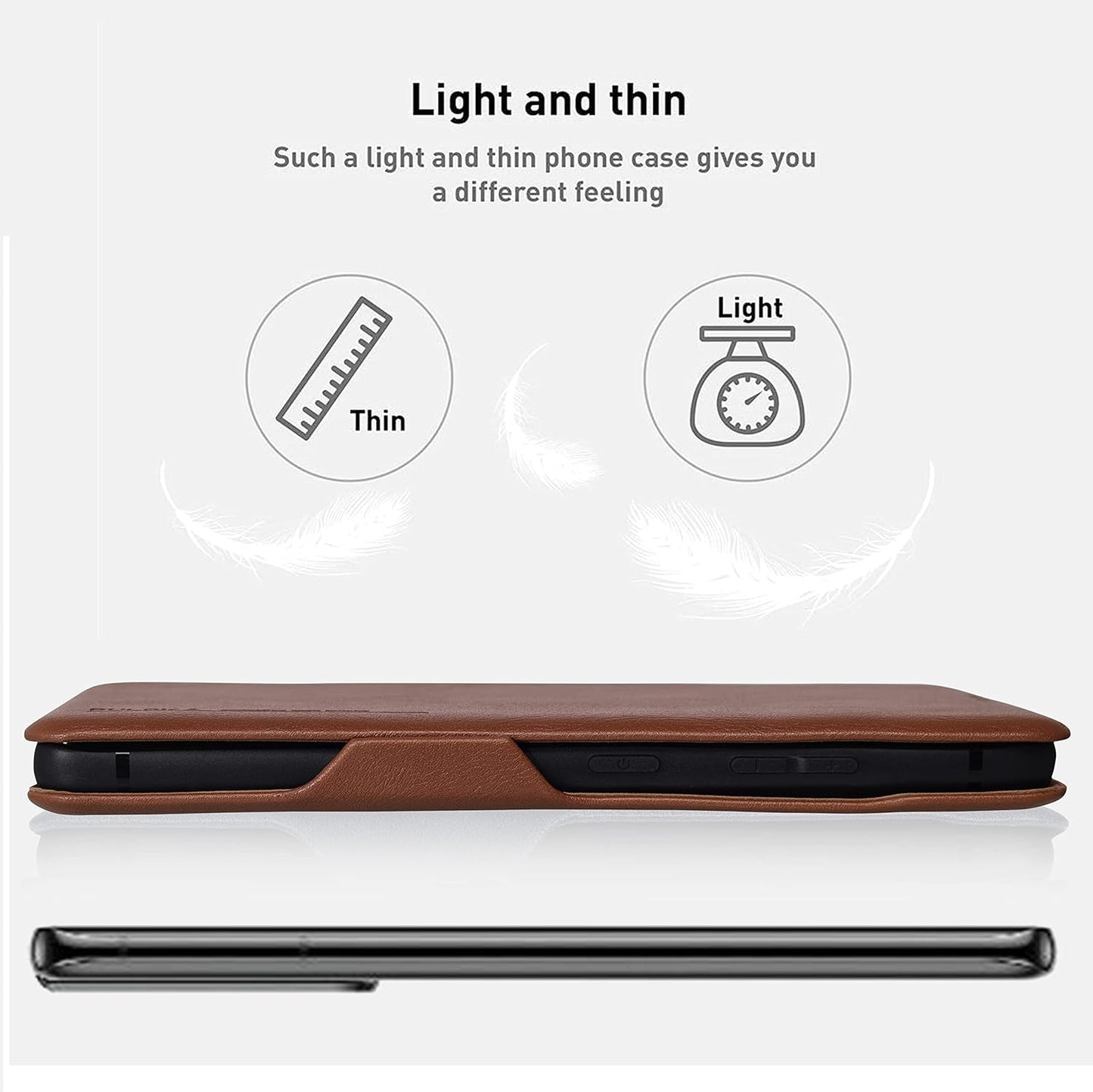 Samsung Galaxy S25 Ultra Leather Flip Case, Shockproof, Card Slot with Kickstand - Brown