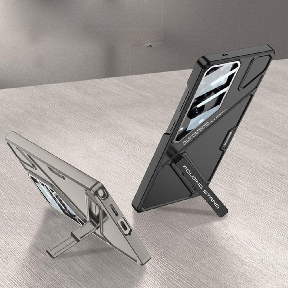 Samsung Galaxy S25 Ultra Stand Case, Hard PC Ultra Slim Built-in Camera Glass Protector Kickstand Case