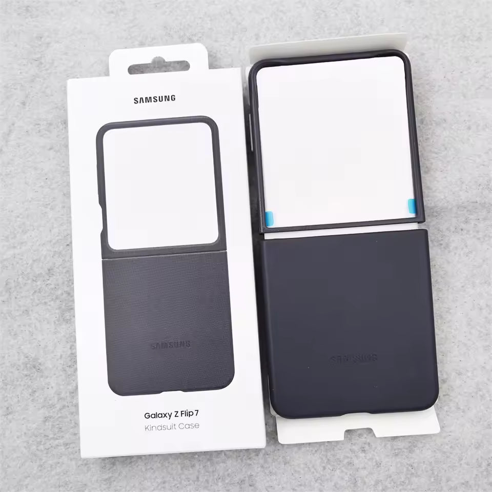 Samsung Galaxy Z Flip7 Leather Case, Slim Soft Inside - Dark Grey