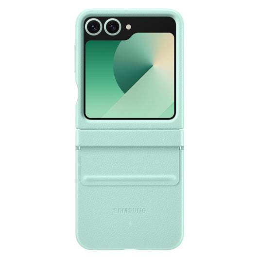Samsung Galaxy Z Flip 6 Slim Leather Case Soft Inside with Hinge Protection - Mint Green