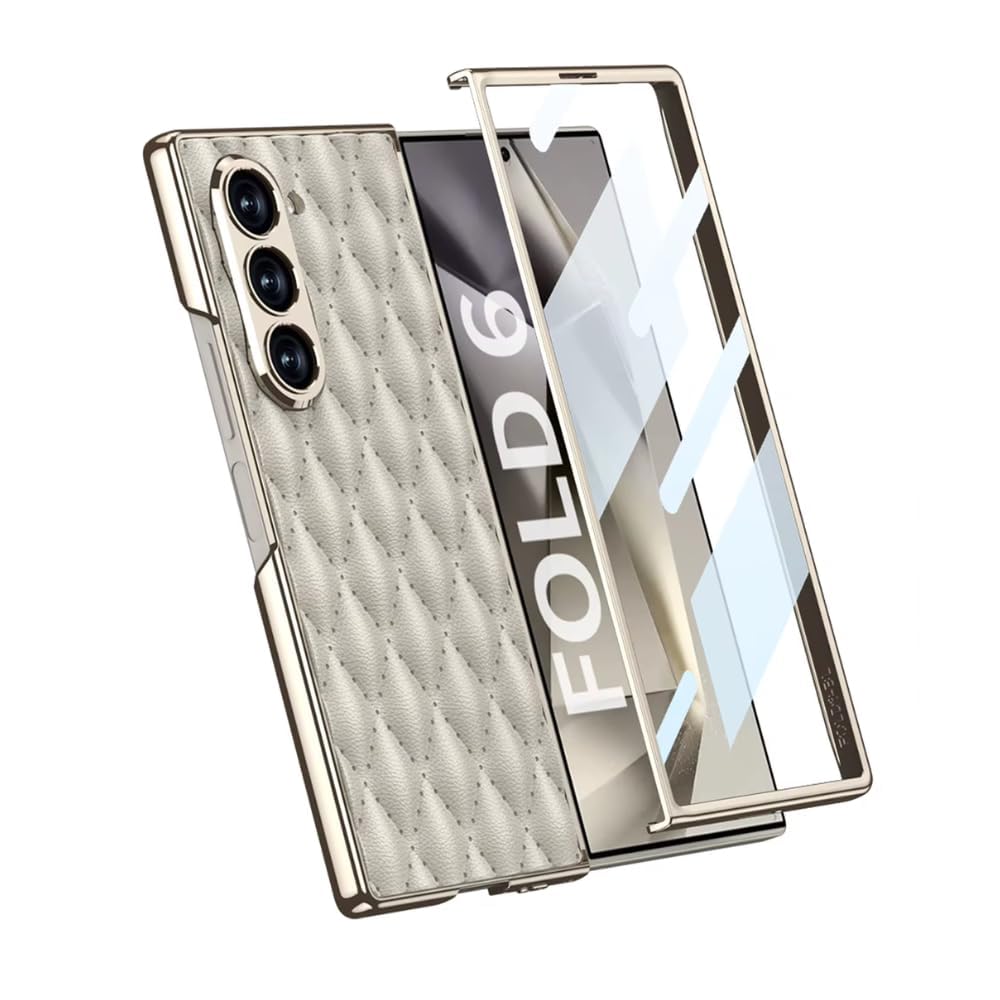 Samsung Galaxy Z Fold6 Premium Cushion Leather Series Case with Front Glass