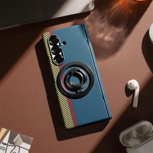 Samsung Galaxy Z Fold7 Carbon Case with Hinge Protection and Front inbuilt Glass and Magsafe Cover - Blue