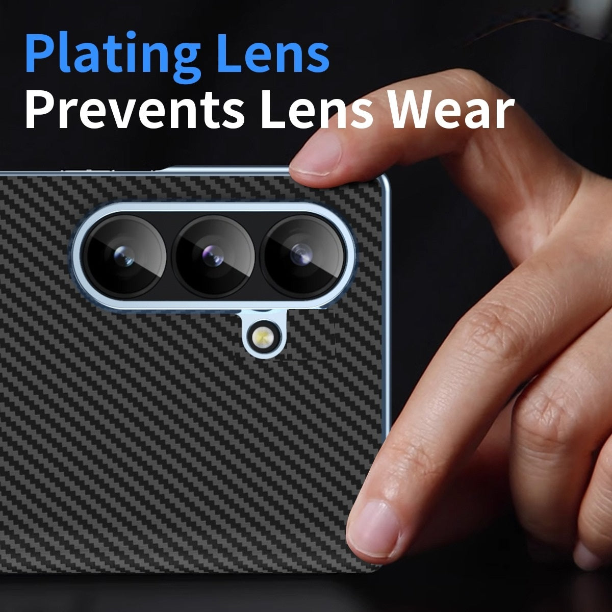 Samsung Galaxy Z Fold7 Carbon Case with Hinge Protection & inbuilt Front Glass - Black