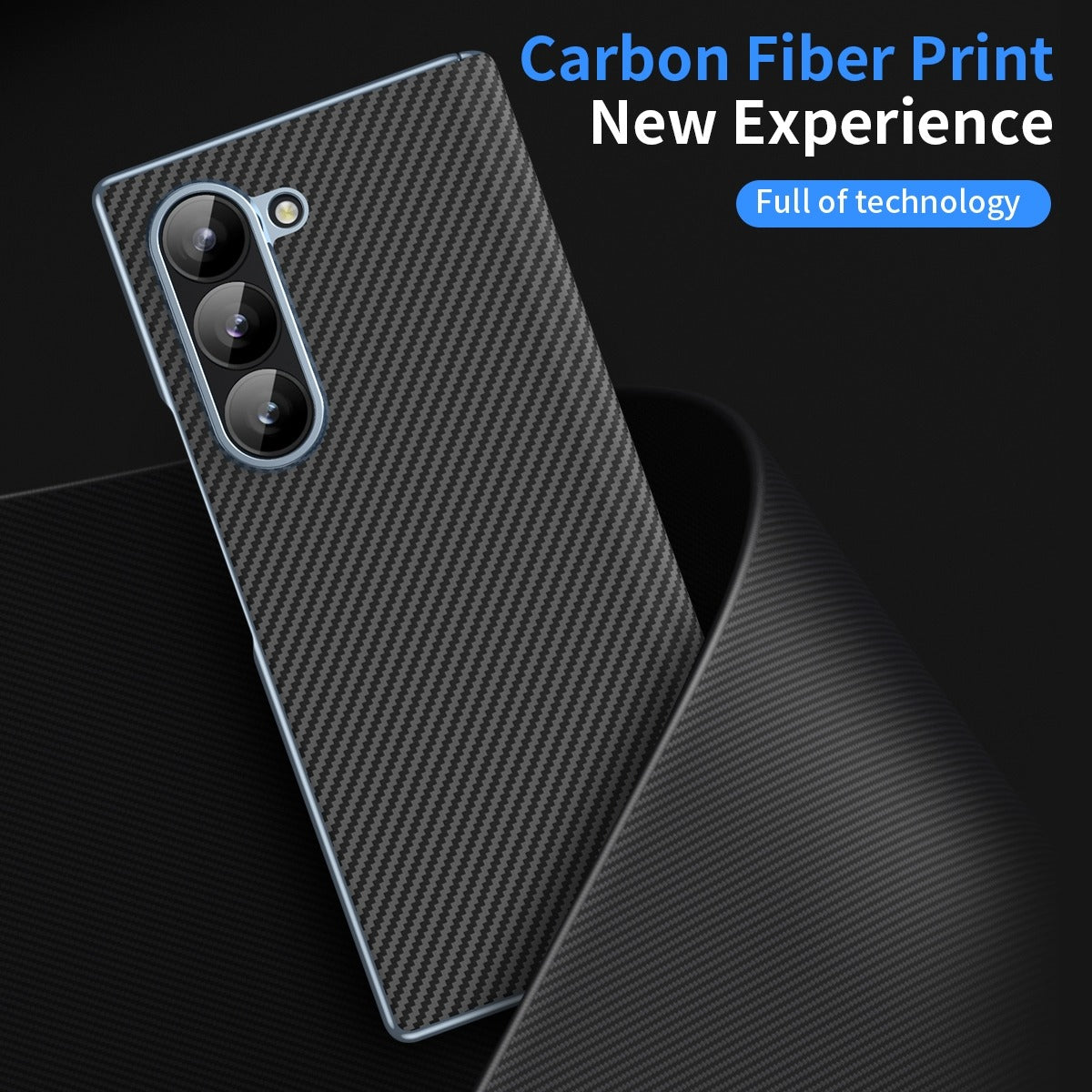 Samsung Galaxy Z Fold7 Carbon Case with Hinge Protection & inbuilt Front Glass - Black