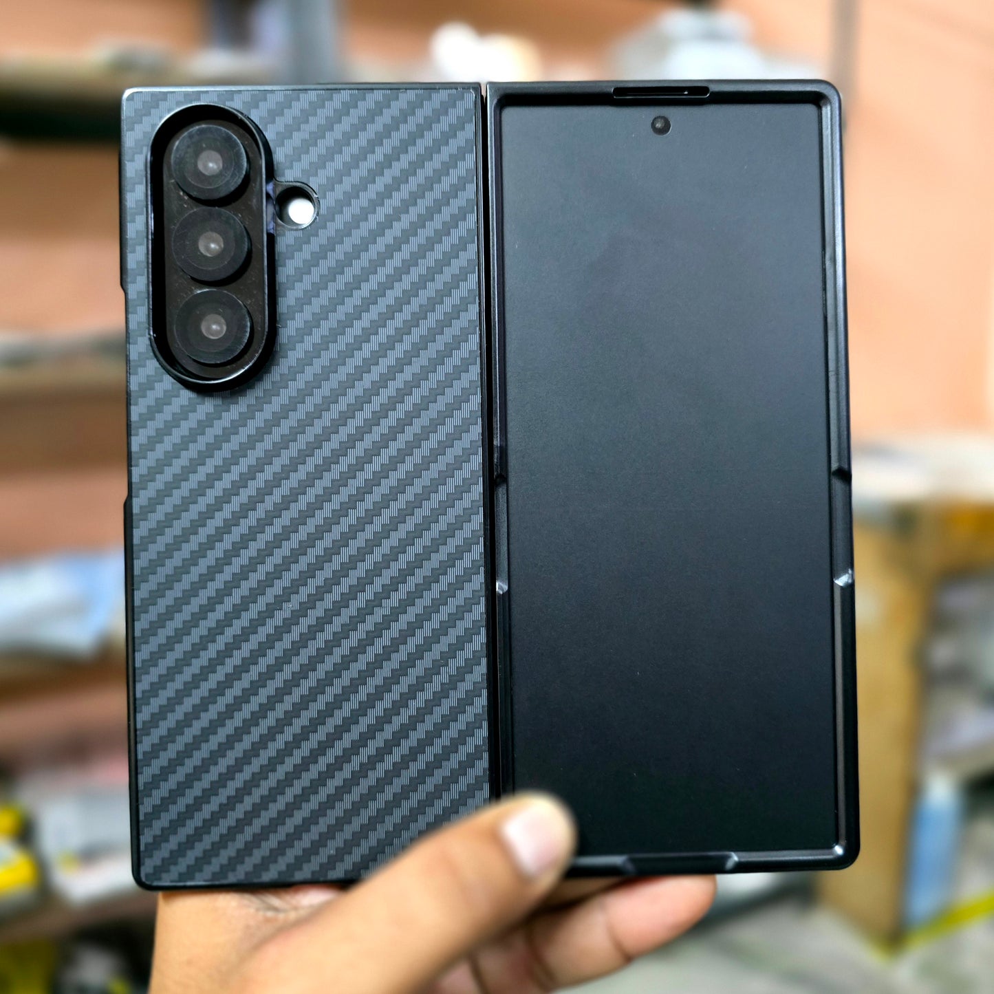 Samsung Galaxy Z Fold7 Carbon Texture Hard Back Cover - Black