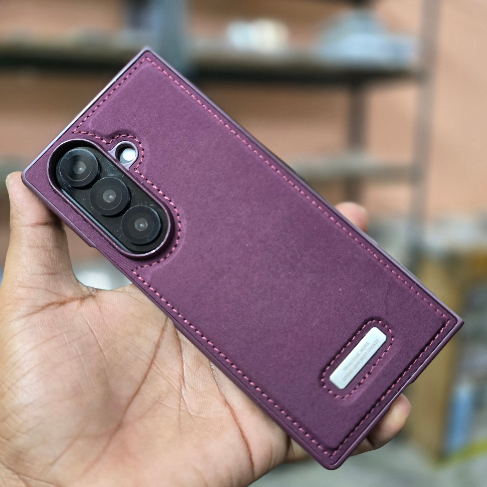 Samsung Galaxy Z Fold7 Classic Suede Leather Inner Fabric Cover with Magsafe - Wine