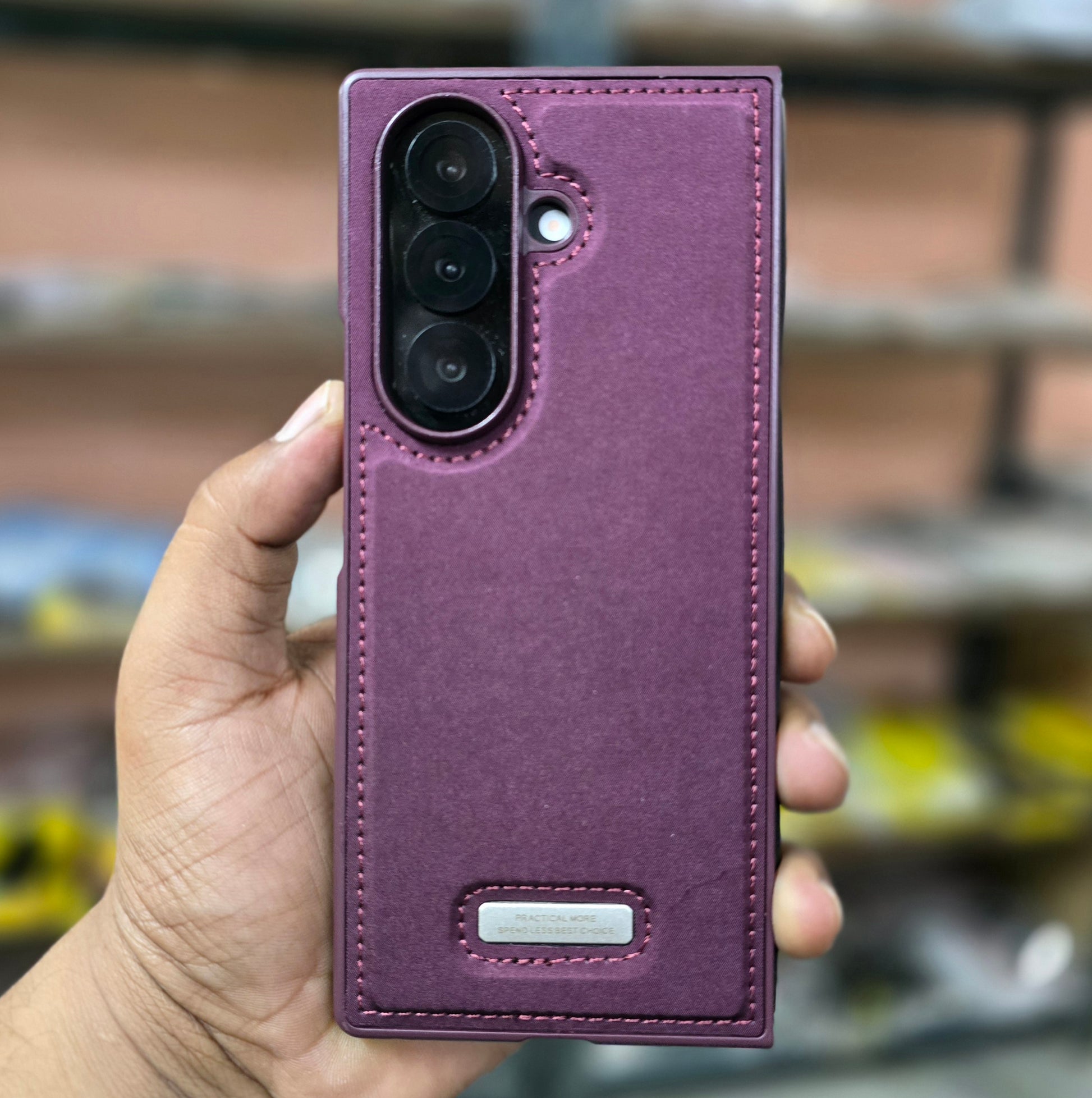 Samsung Galaxy Z Fold7 Classic Suede Leather Inner Fabric Cover with Magsafe - Wine