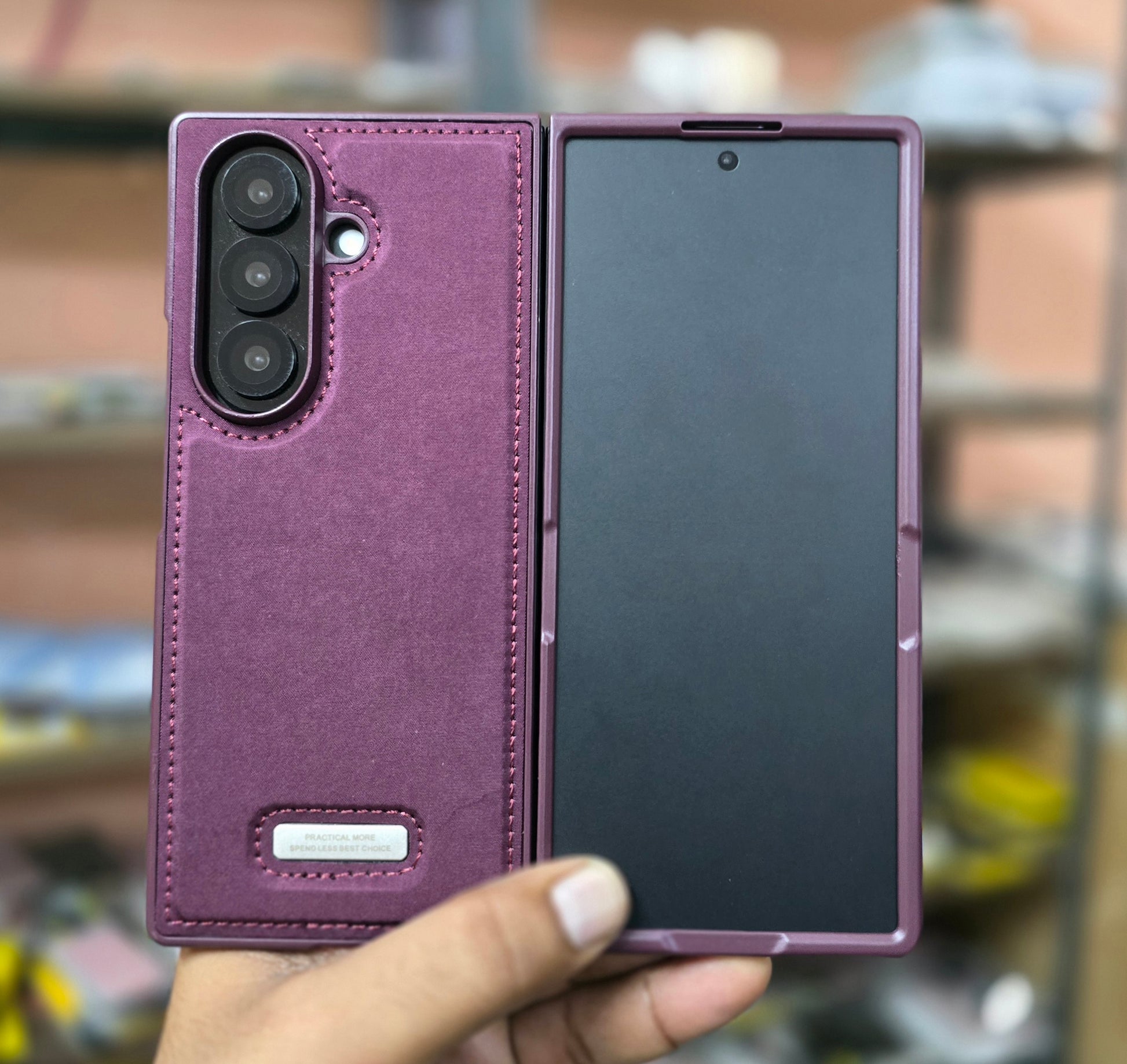 Samsung Galaxy Z Fold7 Classic Suede Leather Inner Fabric Cover with Magsafe - Wine