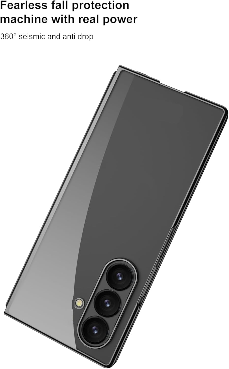 Samsung Galaxy Z Fold7 Electroplating Transparent Case, Ultra-Thin and Lightweight, Anti-scratch Back Cover - Black