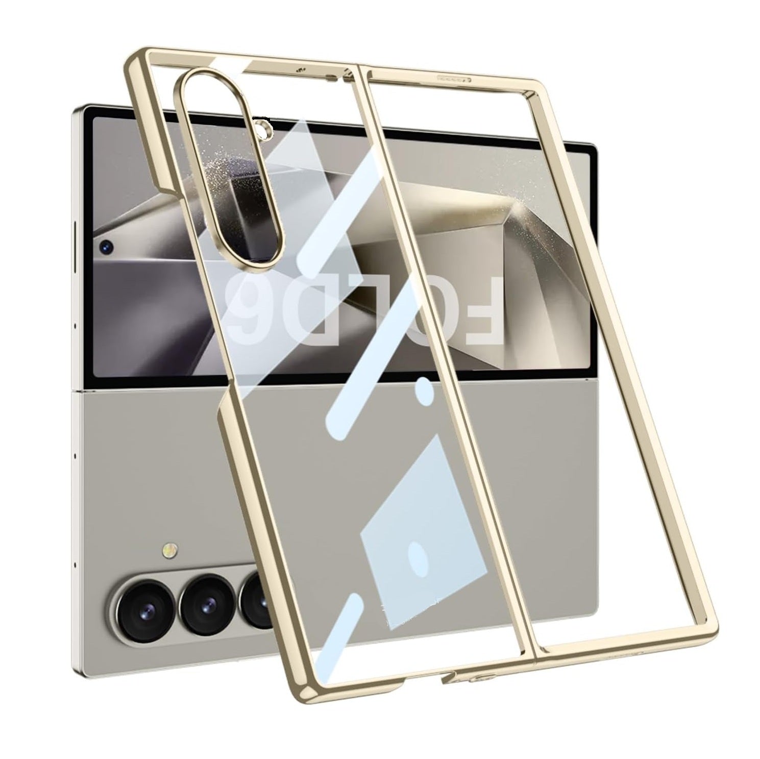 Samsung Galaxy Z Fold7 Electroplating Transparent Case, Ultra-Thin and Lightweight, Anti-scratch Back Cover - Gold